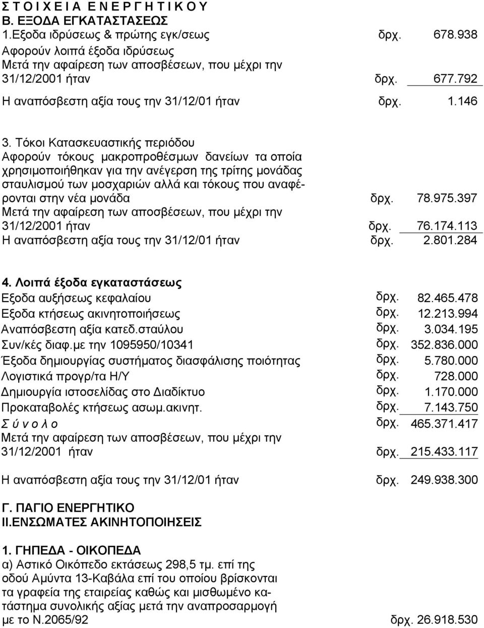 Τόκοι Κατασκευαστικής περιόδου Αφορούν τόκους µακροπροθέσµων δανείων τα οποία χρησιµοποιήθηκαν για την ανέγερση της τρίτης µονάδας σταυλισµού των µοσχαριών αλλά και τόκους που αναφέρονται στην νέα