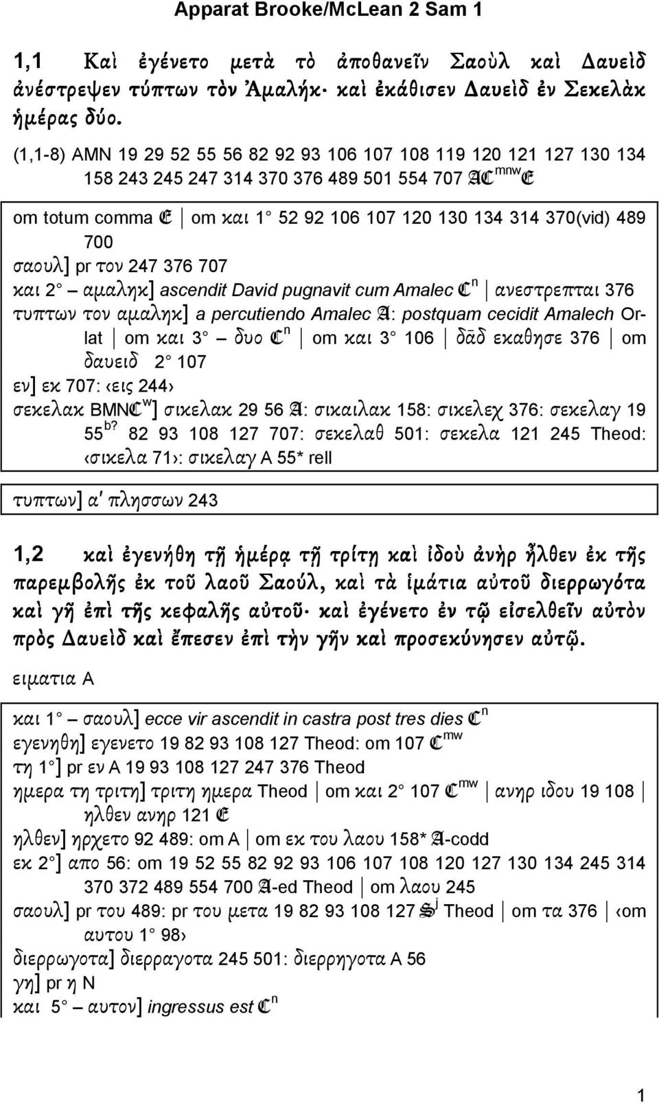 σαουλ] pr τον 247 376 707 και 2 αµαληκ] ascendit David pugnavit cum Amalec C n ανεστρεπται 376 τυπτων τον αµαληκ] a percutiendo Amalec A: postquam cecidit Amalech Orlat om και 3 δυο C n om και 3 106