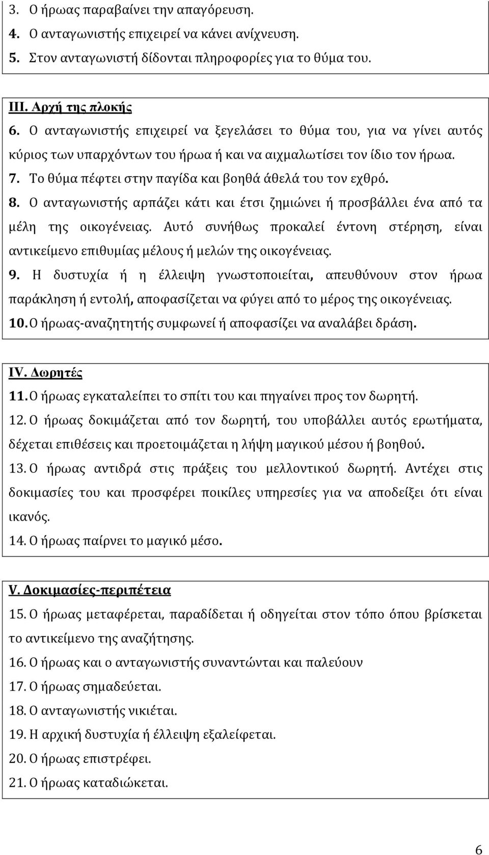 Το θύμα πέφτει στην παγίδα και βοηθά άθελά του τον εχθρό. 8. Ο ανταγωνιστής αρπάζει κάτι και έτσι ζημιώνει ή προσβάλλει ένα από τα μέλη της οικογένειας.