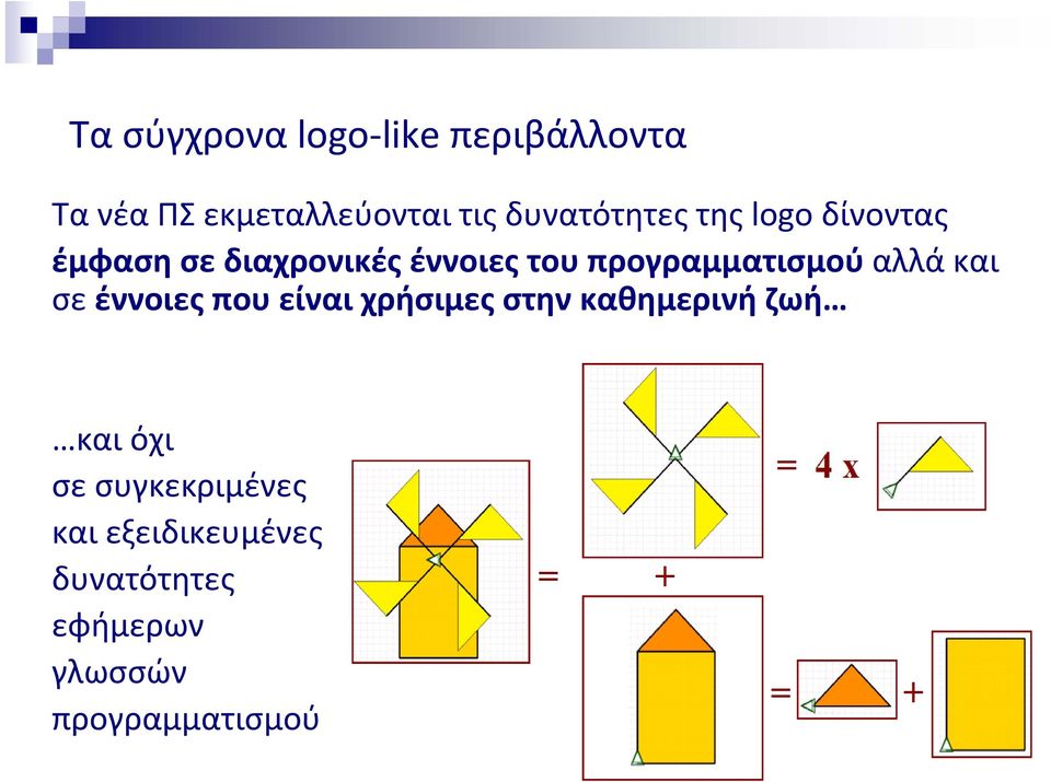 προγραμματισμού αλλά και σε έννοιες που είναι χρήσιμες στην καθημερινή