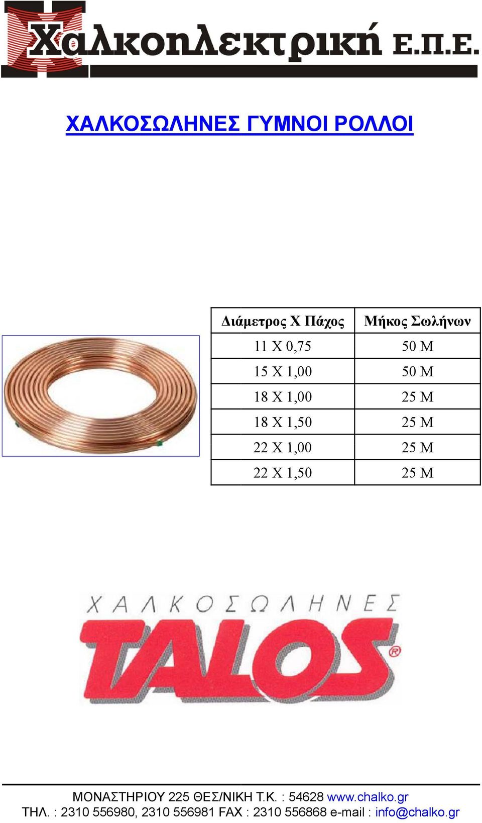 Μ 15 Χ 1,00 50 Μ 18 Χ 1,00 25 Μ 18 Χ