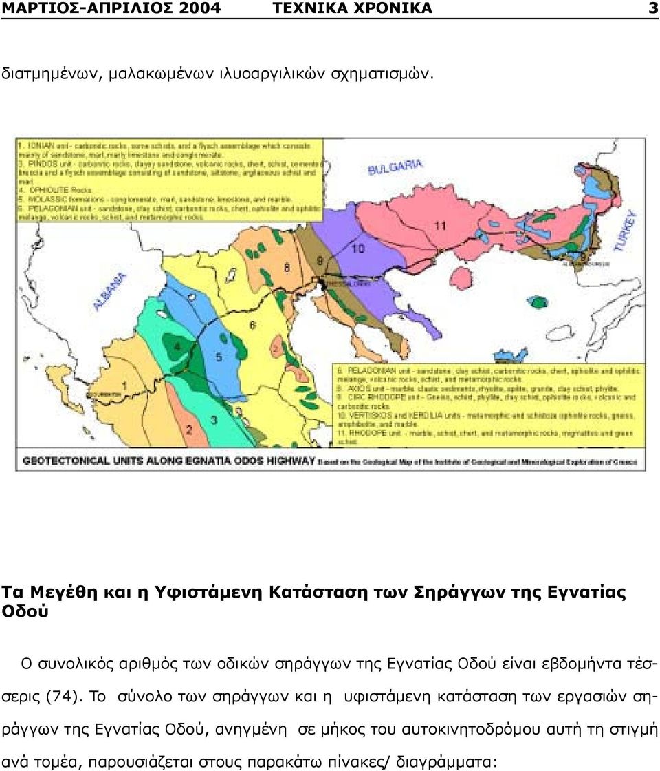 Εγνατίας Οδού είναι εβδομήντα τέσσερις (74).