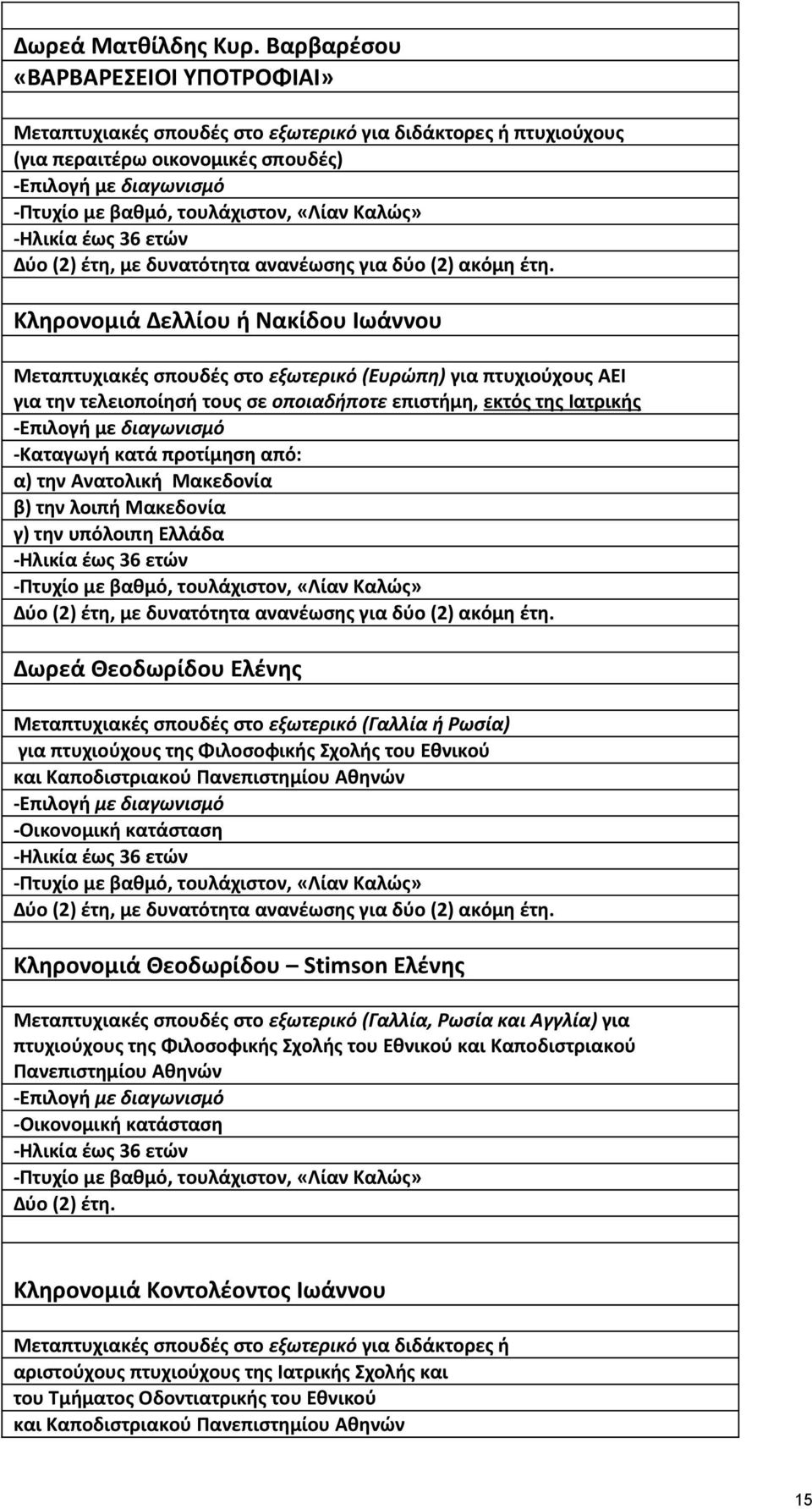 Καλώς» -Ηλικία έως 36 ετών ύο (2) έτη, µε δυνατότητα ανανέωσης για δύο (2) ακόµη έτη.