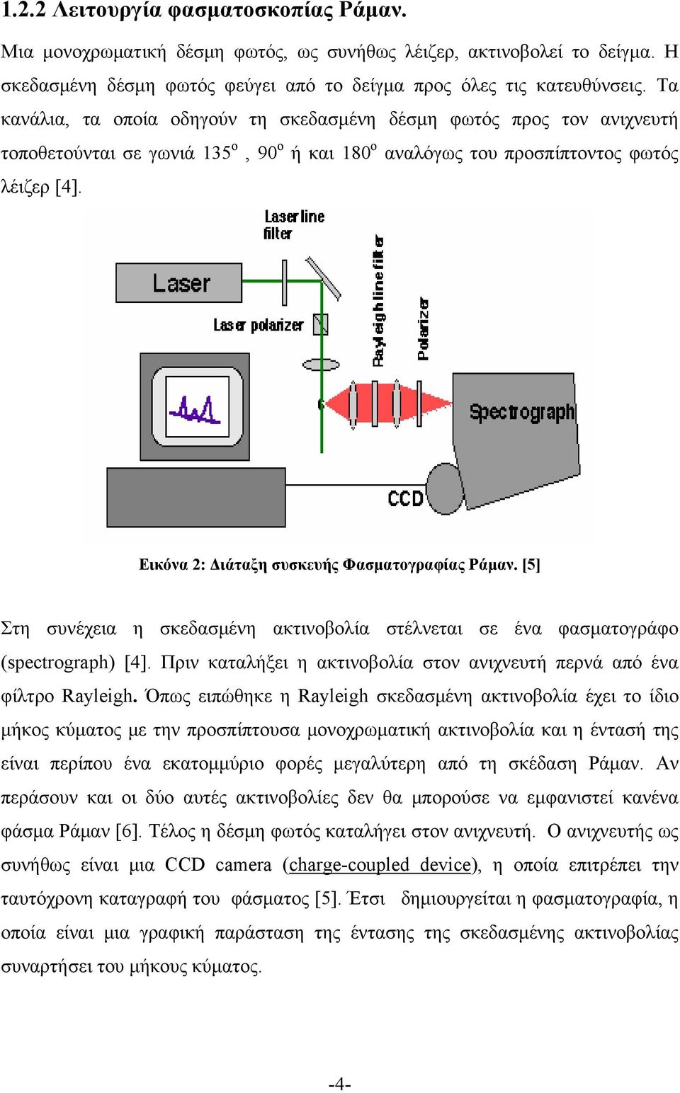 Εικόνα 2: Διάταξη συσκευής Φασματογραφίας Ράμαν. [5] Στη συνέχεια η σκεδασμένη ακτινοβολία στέλνεται σε ένα φασματογράφο (spectrograph) [4].