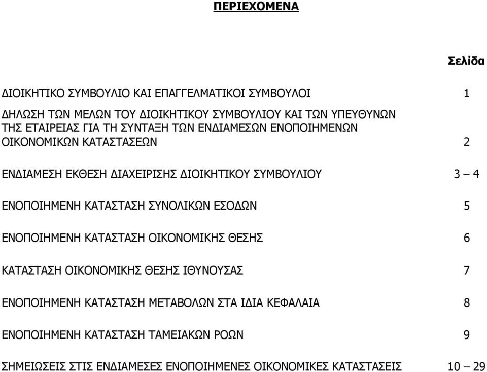 ΔΙΟΙΚΗΤΙΚΟΥ ΣΥΜΒΟΥΛΙΟΥ 3 4 ΕΝΟΠΟΙΗΜΕΝΗ ΚΑΤΑΣΤΑΣΗ ΣΥΝΟΛΙΚΩΝ ΕΣΟΔΩΝ 5 ΕΝΟΠΟΙΗΜΕΝΗ ΚΑΤΑΣΤΑΣΗ ΟΙΚΟΝΟΜΙΚΗΣ ΘΕΣΗΣ 6 ΚΑΤΑΣΤΑΣΗ