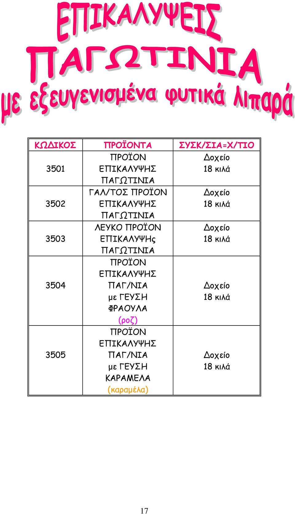 ΠΑΓΩΤΙΝΙΑ ΕΠΙΚΑΛΥΨΗΣ ΠΑΓ/ΝΙΑ με ΓΕΥΣΗ ΦΡΑΟΥΛΑ