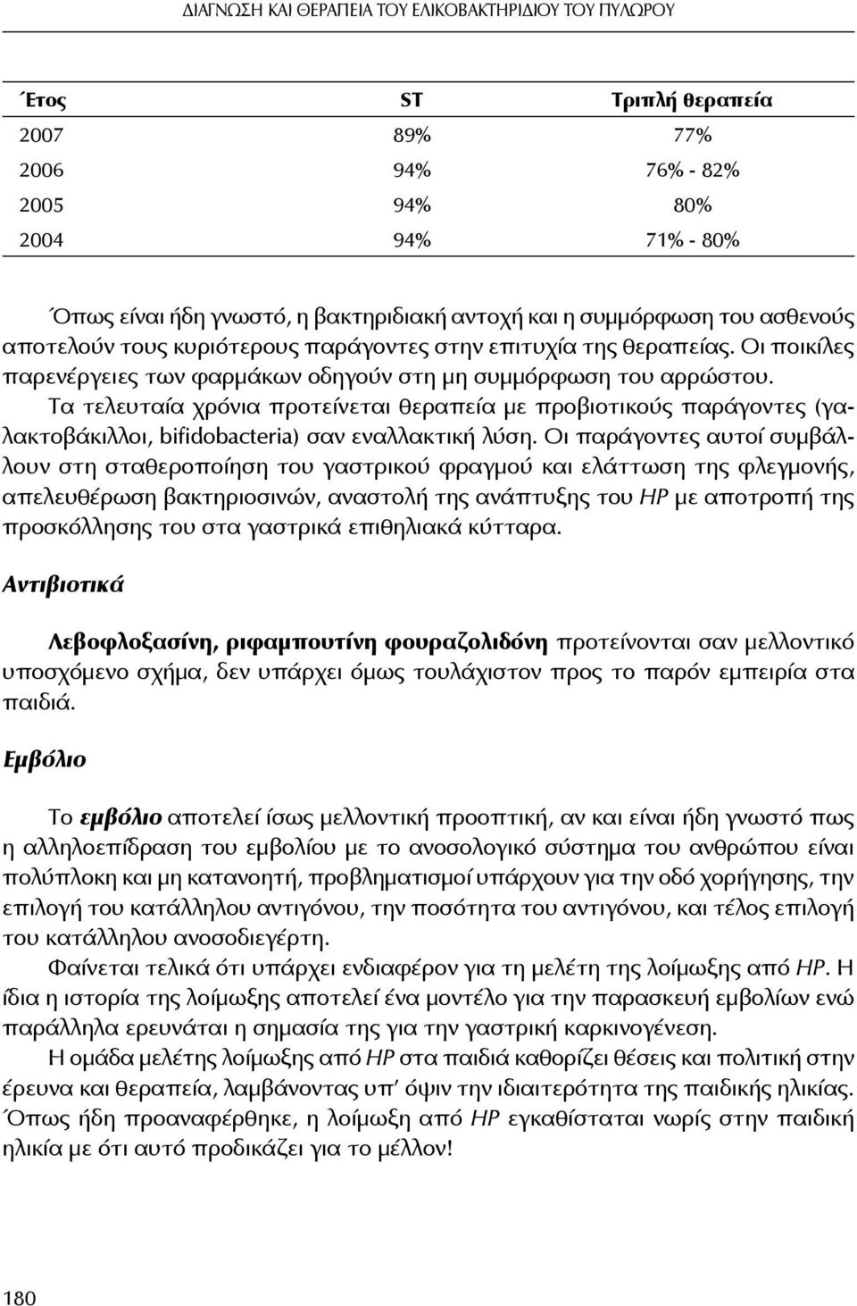 Τα τελευταία χρόνια προτείνεται θεραπεία με προβιοτικούς παράγοντες (γαλακτοβάκιλλοι, bifidobacteria) σαν εναλλακτική λύση.