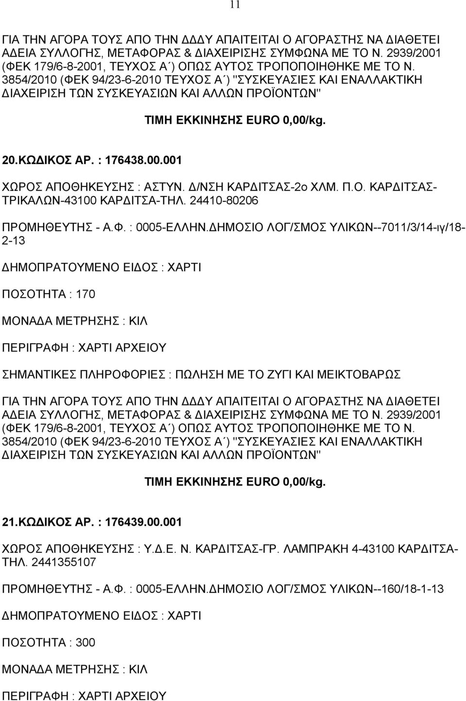 24410-80206 ΠΡΟΜΗΘΕΥΤΗΣ - Α.Φ. : 0005-ΕΛΛΗΝ.