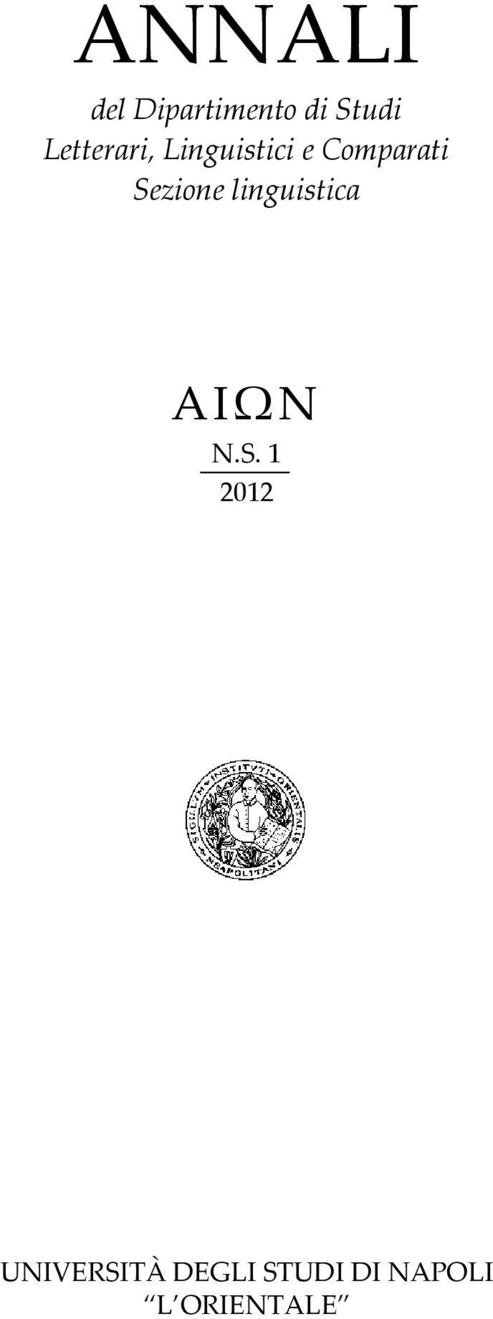 Sezione linguistica AIΩN N.S. 1 2012