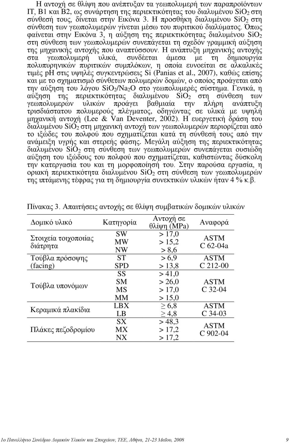 Όπσο θαίλεηαη ζηελ Δηθόλα 3, ε αύμεζε ηεο πεξηεθηηθόηεηαο δηαιπκέλνπ SiO 2 ζηε ζύλζεζε ησλ γεσπνιπκεξώλ ζπλεπάγεηαη ηε ζρεδόλ γξακκηθή αύμεζε ηεο κεραληθήο αληνρήο πνπ αλαπηύζζνπλ.