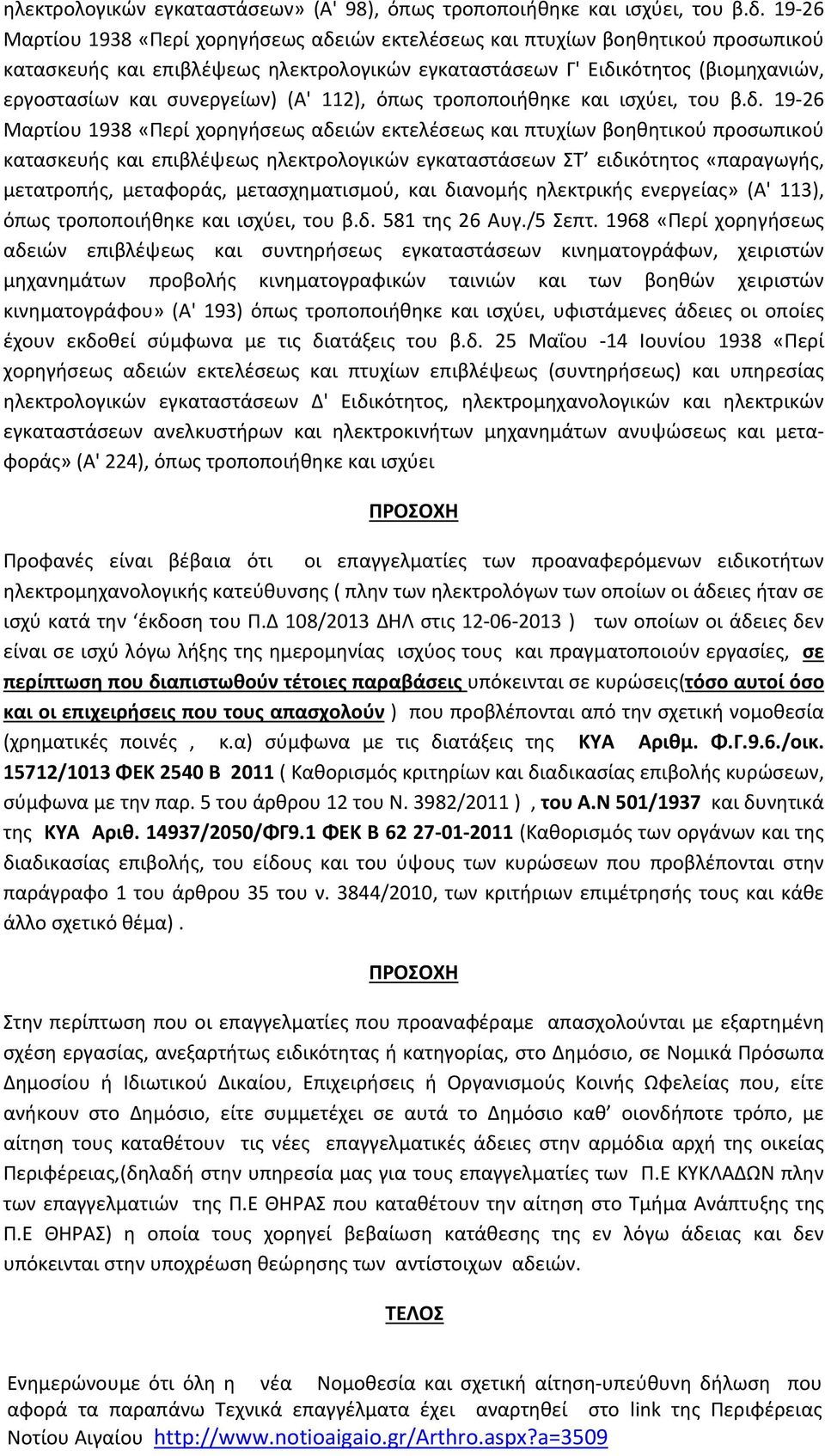 (Α' 112), όπως τροποποιήθηκε και ισχύει, του β.δ.