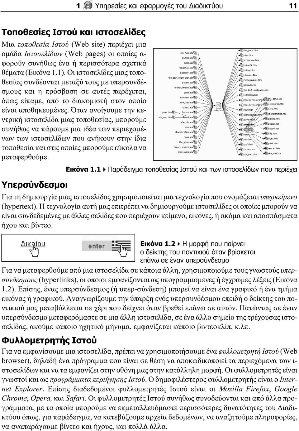 Όταν ανοίγουμε την κεντρική ιστοσελίδα μιας τοποθεσίας, μπορούμε συνήθως να πάρουμε μια ιδέα των περιεχομένων των ιστοσελίδων που ανήκουν στην ίδια τοποθεσία και στις οποίες μπορούμε εύκολα να