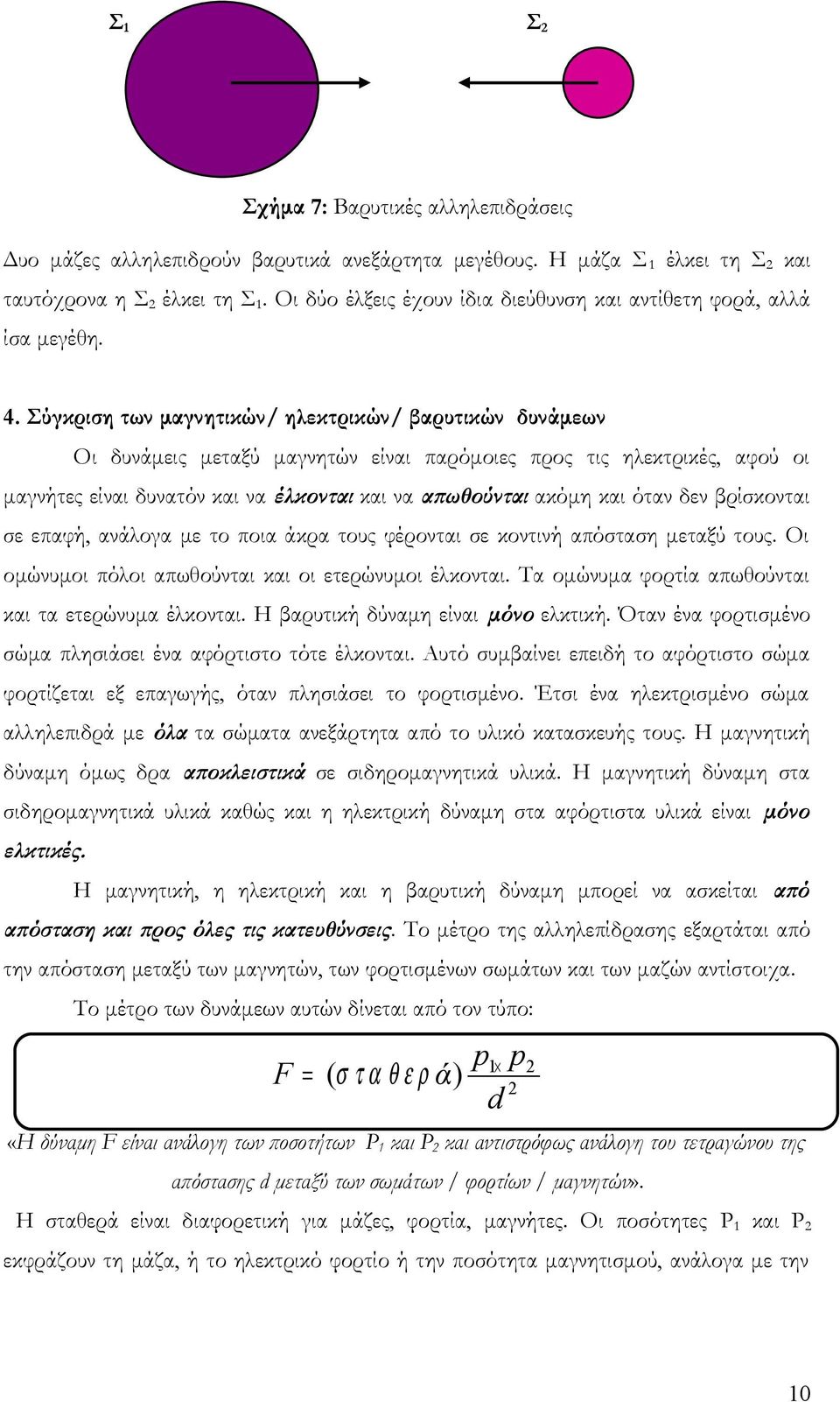 Σύγκριση των μαγνητικών/ ηλεκτρικών/ βαρυτικών δυνάμεων Οι δυνάμεις μεταξύ μαγνητών είναι παρόμοιες προς τις ηλεκτρικές, αφού οι μαγνήτες είναι δυνατόν και να έλκονται και να απωθούνται ακόμη και