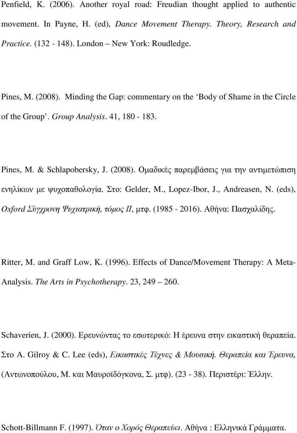 Στο: Gelder, M., Lopez-Ibor, J., Andreasen, N. (eds), Oxford Σύγχρονη Ψυχιατρική, τόµος ΙΙ, µτφ. (1985-2016). Αθήνα: Πασχαλίδης. Ritter, M. and Graff Low, K. (1996).