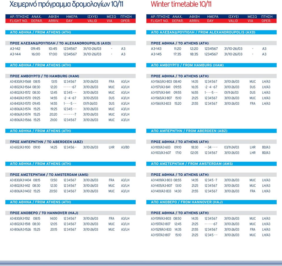 A3-802/A3-1564 08:30 12:20 - - - - - 67 31/10-26/03 MUC A3/LH A3-802/A3-1572 08:30 12:45 12 345 - - 31/10-26/03 MUC A3/LH A3-840/A3-1570 09:25 14:55-2 - 4-67 31/10-25/03 DUS A3/LH A3-840/A3-1570