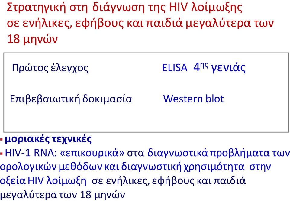 τεχνικές HIV-1 RNA: «επικουρικά»στα διαγνωστικά προβλήματα των ορολογικών μεθόδωνκαι