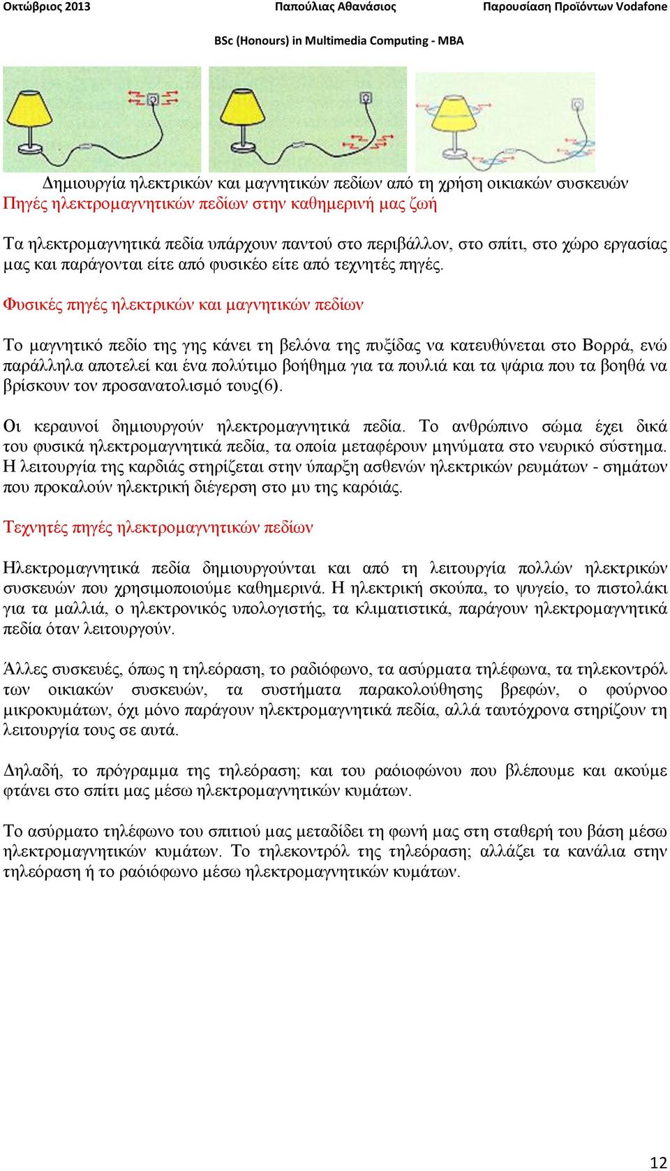 Φυσικές πηγές ηλεκτρικών και µαγνητικών πεδίων Το µαγνητικό πεδίο της γης κάνει τη βελόνα της πυξίδας να κατευθύνεται στο Βορρά, ενώ παράλληλα αποτελεί και ένα πολύτιµο βοήθηµα για τα πουλιά και τα