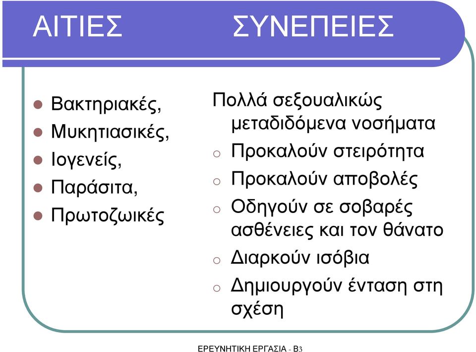 o Προκαλούν στειρότητα o Προκαλούν αποβολές o Οδηγούν σε