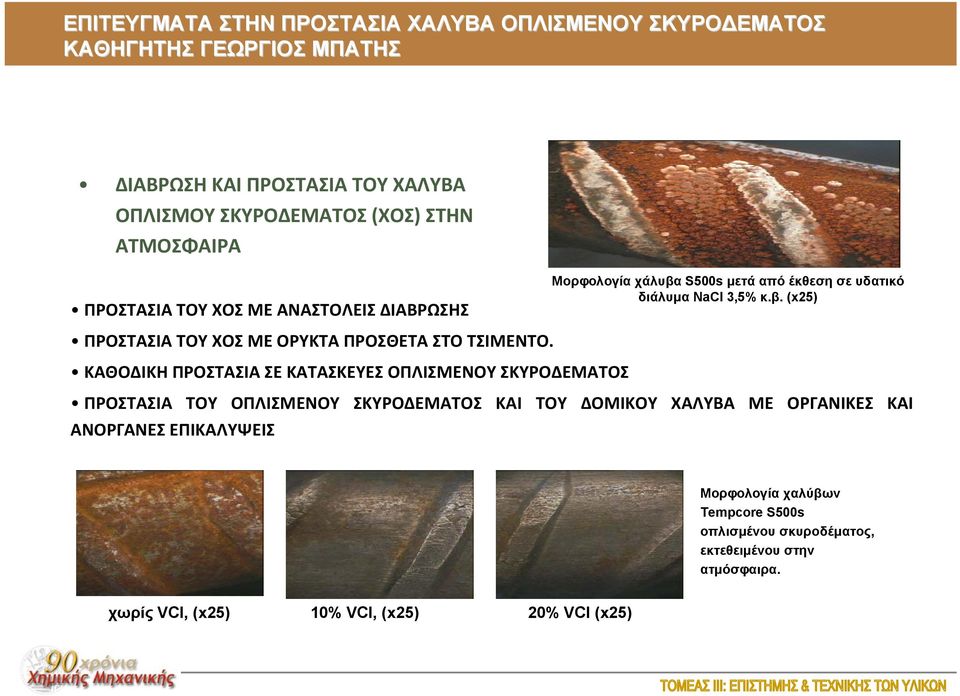 ΚΑΘΟΔΙΚΗ ΠΡΟΣΤΑΣΙΑ ΣΕ ΚΑΤΑΣΚΕΥΕΣ ΟΠΛΙΣΜΕΝΟΥ ΣΚΥΡΟΔΕΜΑΤΟΣ Μορφολογία χάλυβα