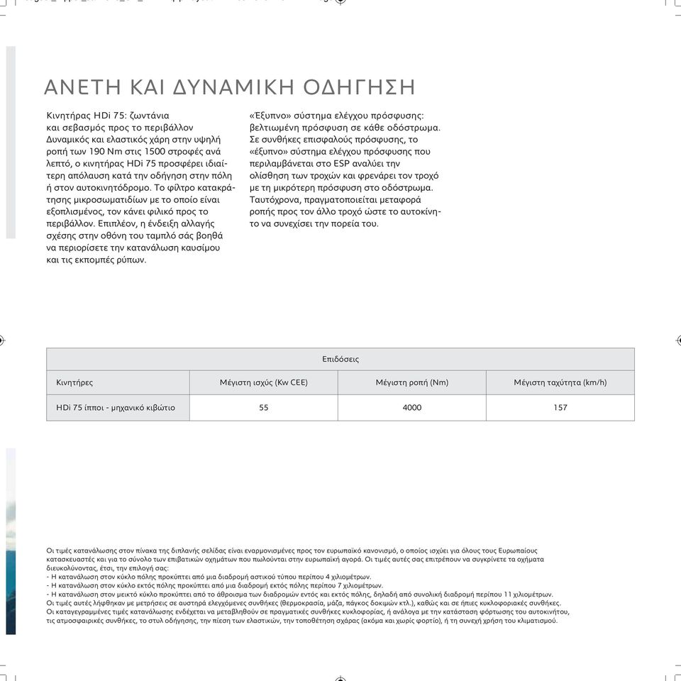 ανά λεπτό, ο κινητήρας HDi 75 προσφέρει ιδιαί - τερη απόλαυση κατά την οδήγηση στην πόλη ή στον αυτοκινητόδρομο.