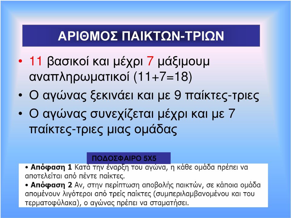 ξεκινάει και µε 9 παίκτες-τριες