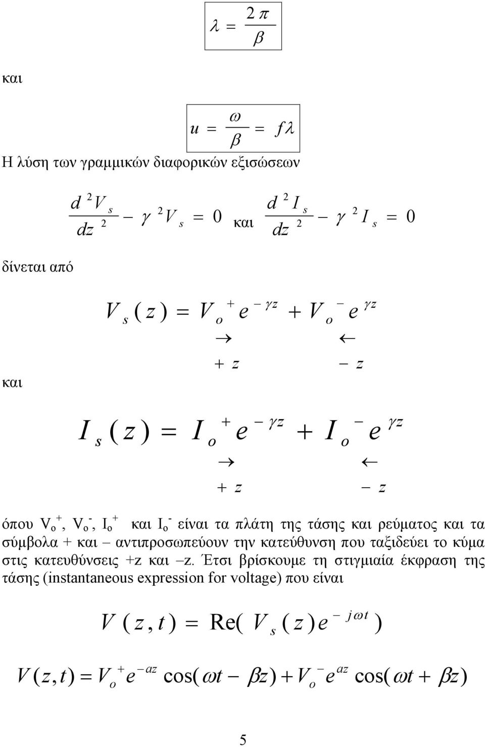 αντιπροσωπεύουν την κατεύθυνση που ταξιδεύει το κύμα στις κατευθύνσεις z και z.