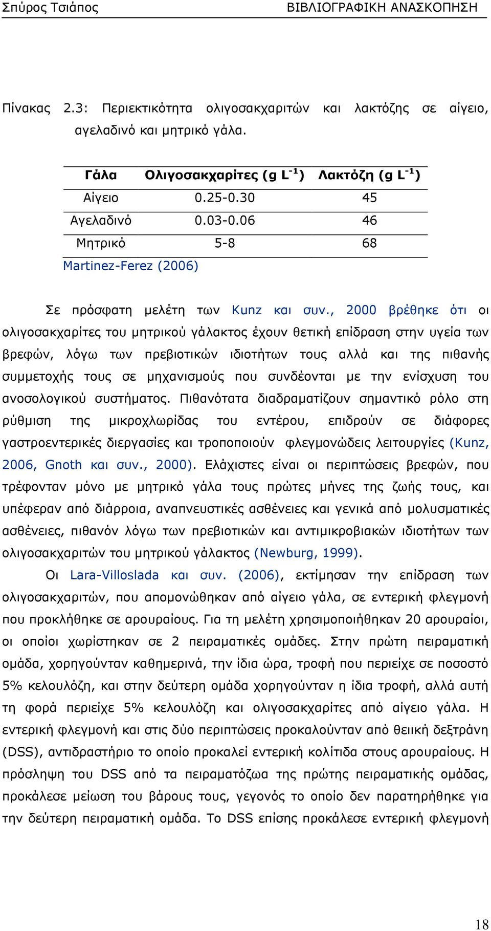 , 2000 βρέθηκε ότι οι ολιγοσακχαρίτες του μητρικού γάλακτος έχουν θετική επίδραση στην υγεία των βρεφών, λόγω των πρεβιοτικών ιδιοτήτων τους αλλά και της πιθανής συμμετοχής τους σε μηχανισμούς που