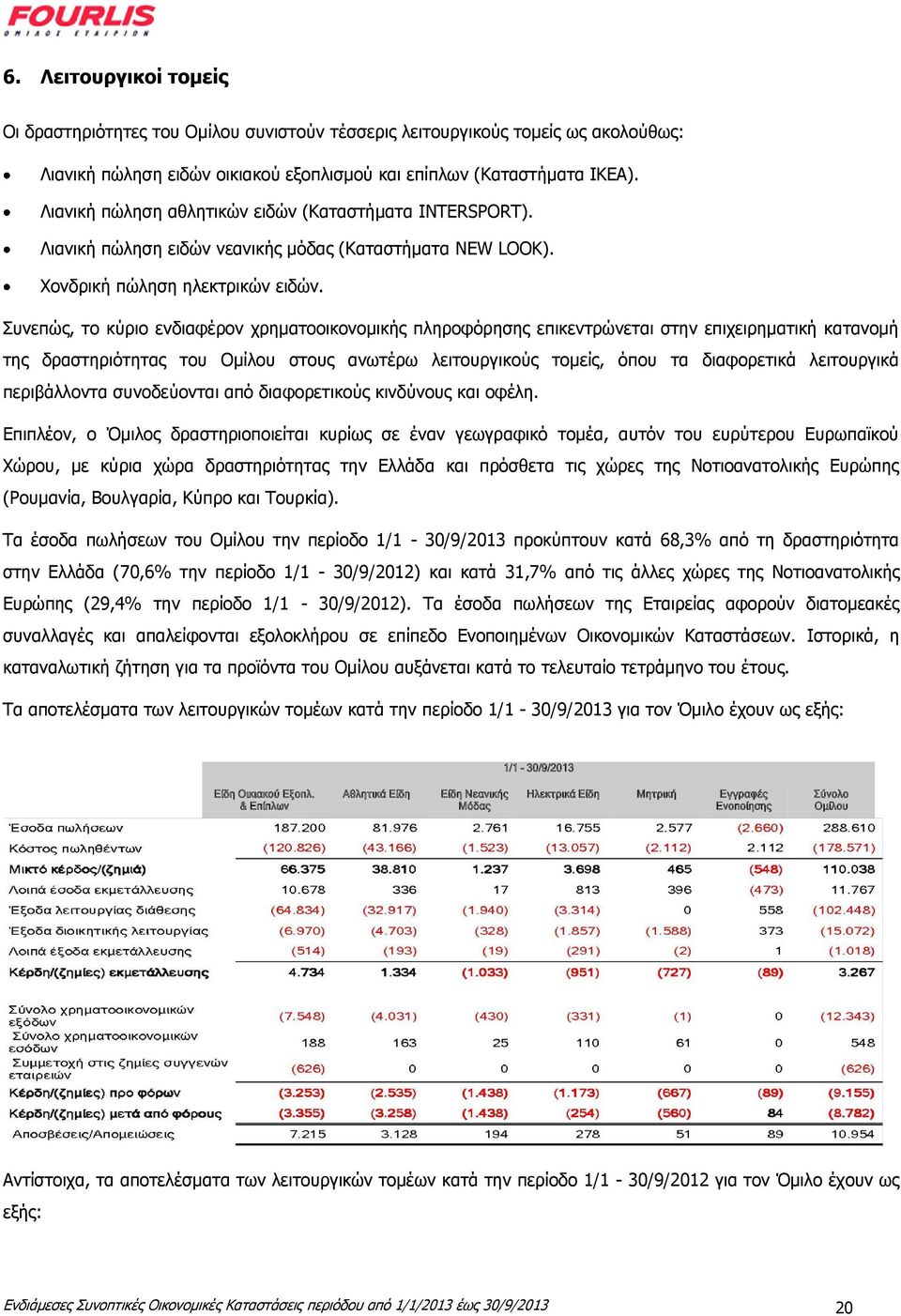 πλεπψο, ην θχξην ελδηαθέξνλ ρξεκαηννηθνλνκηθήο πιεξνθφξεζεο επηθεληξψλεηαη ζηελ επηρεηξεκαηηθή θαηαλνκή ηεο δξαζηεξηφηεηαο ηνπ Οκίινπ ζηνπο αλσηέξσ ιεηηνπξγηθνχο ηνκείο, φπνπ ηα δηαθνξεηηθά