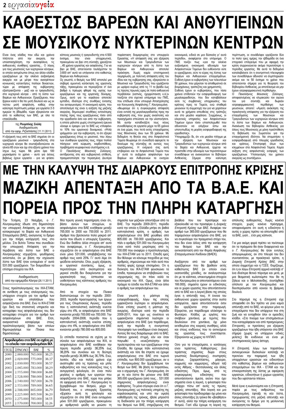 .. Ο λόγος για τους μουσικούς των νυχτερινών κέντρων, οι οποίοι αντιμέτωποι όπως και άλλοι κλάδοι εργαζομένων με την ολοένα αυξανόμενη ανεργία και με μέτρα που ανατρέπουν κοινωνικές κατακτήσεις