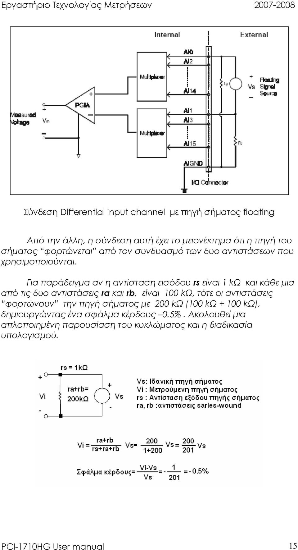 Για παράδειγµα αν η αντίσταση εισόδου rs είναι 1 kω και κάθε µια από τις δυο αντιστάσεις ra και rb, είναι 100 kω, τότε οι αντιστάσεις