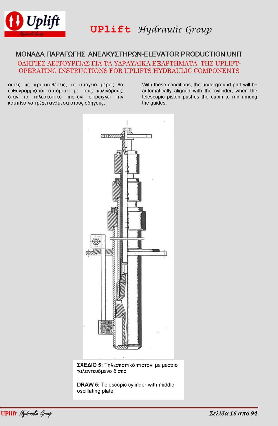 With these conditions, the underground part will be automatically aligned with the cylinder, when the telescopic piston