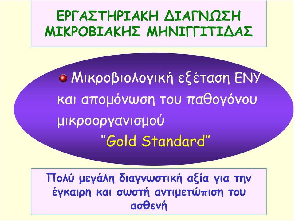 παθογόνου μικροοργανισμού Gold Standard Πολύ μεγάλη