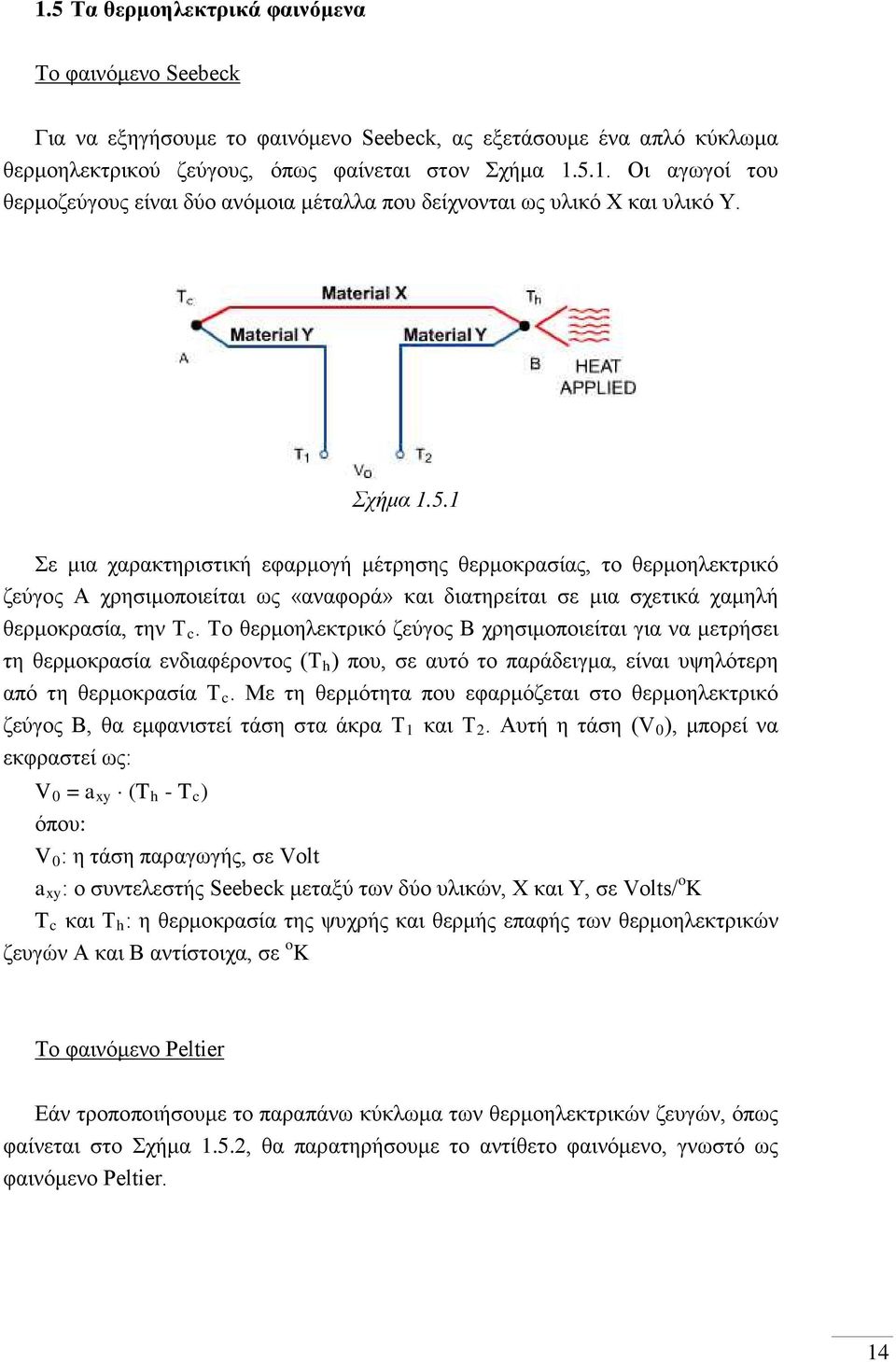 Το θερμοηλεκτρικό ζεύγος Β χρησιμοποιείται για να μετρήσει τη θερμοκρασία ενδιαφέροντος (T h ) που, σε αυτό το παράδειγμα, είναι υψηλότερη από τη θερμοκρασία T c.