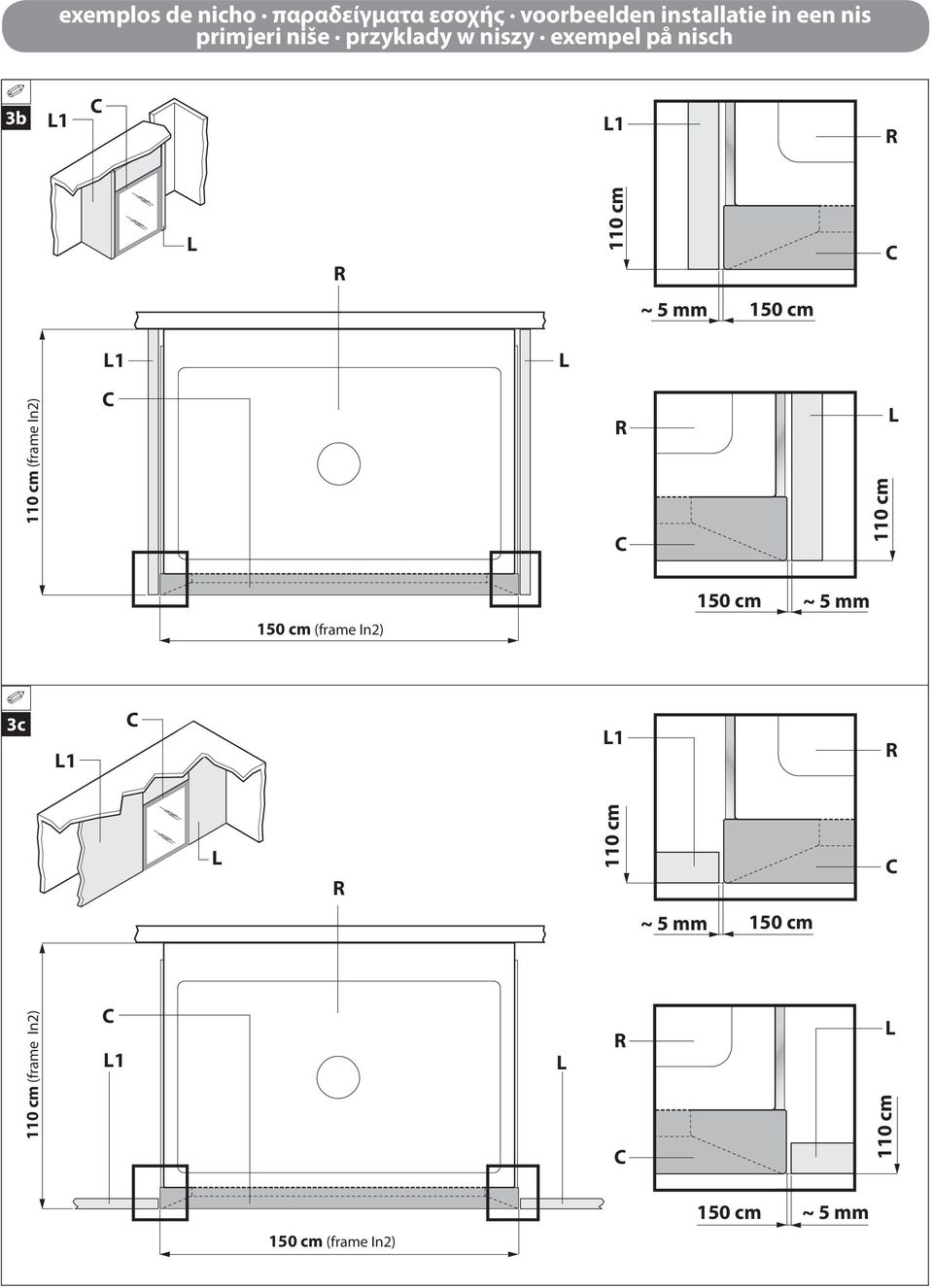 mm 150 L1 L 110 (frame In2) R 110 L 150 (frame In2) 150 ~ 5 mm 3c L1 L1 R