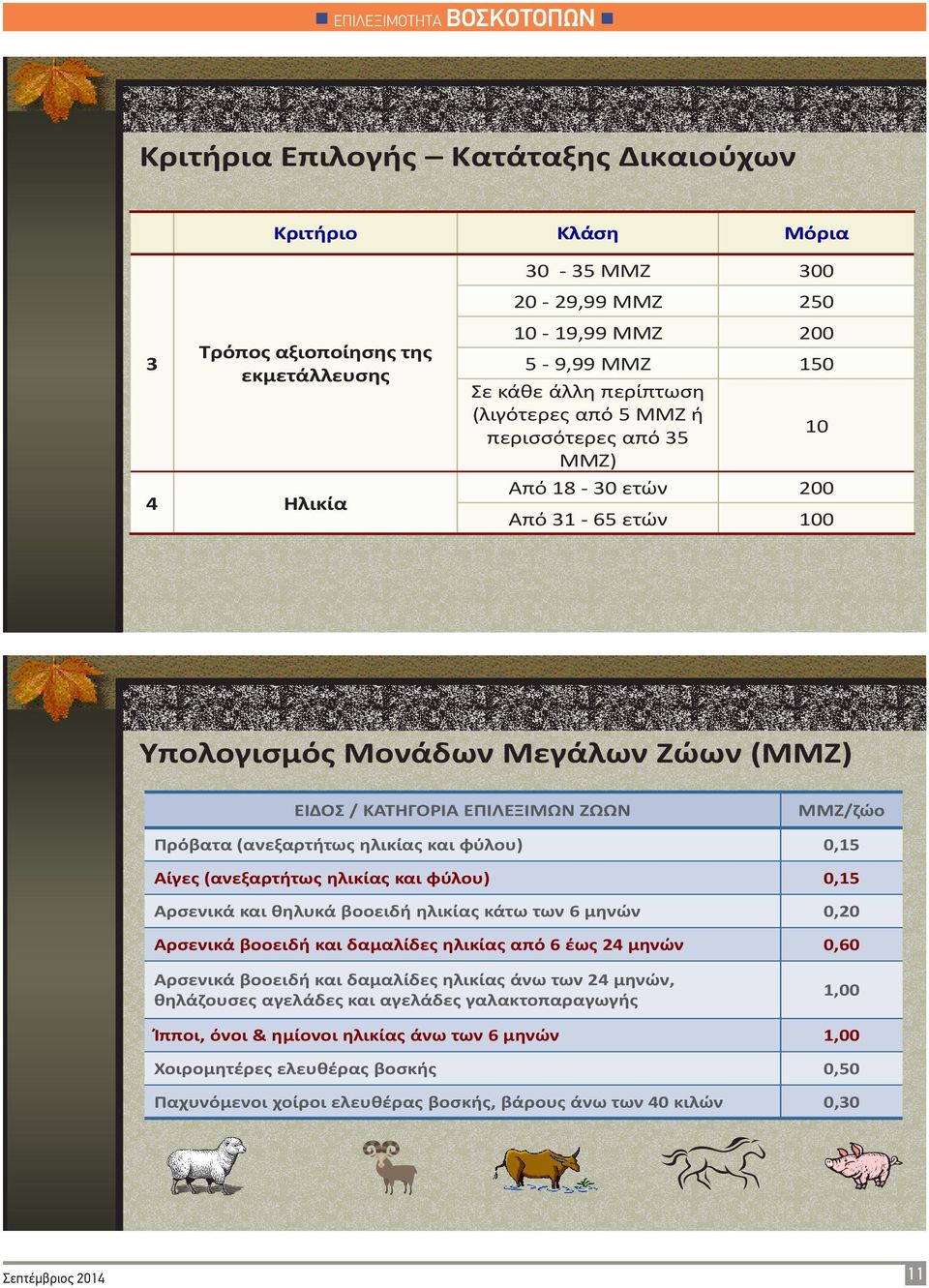 και φφλου) 0,15 Αίγεσ (ανεξαρτιτωσ θλικίασ και φφλου) 0,15 Αρςενικά και κθλυκά βοοειδι θλικίασ κάτω των 6 μθνϊν 0,20 Αρςενικά βοοειδι και δαμαλίδεσ θλικίασ από 6 ζωσ 24 μθνϊν 0,60 Αρςενικά βοοειδι