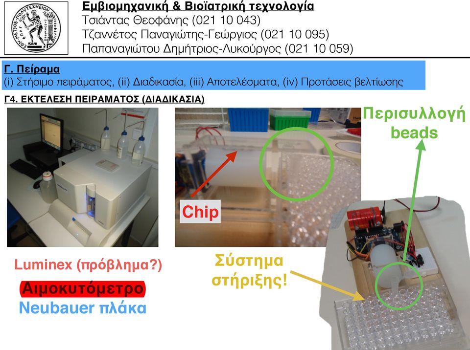 ΕΚΤΕΛΕΣΗ ΠΕΙΡΑΜΑΤΟΣ (ΔΙΑΔΙΚΑΣΙΑ) Περισυλλογή beads Chip