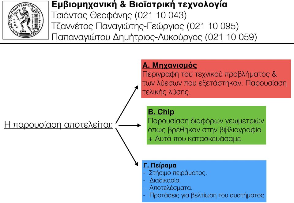 Παρουσίαση τελικής λύσης. Β.