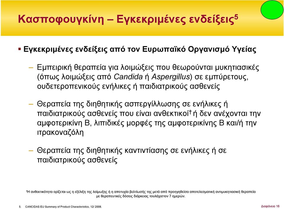 λιπιδικές µορφές της αµφοτερικίνης Β και/ή την ιτρακοναζόλη Θεραπεία της διηθητικής καντιντίασης σε ενήλικες ή σε παιδιατρικούς ασθενείς Η ανθεκτικότητα ορίζεται ως η εξέλιξη της λοίµωξης ή η