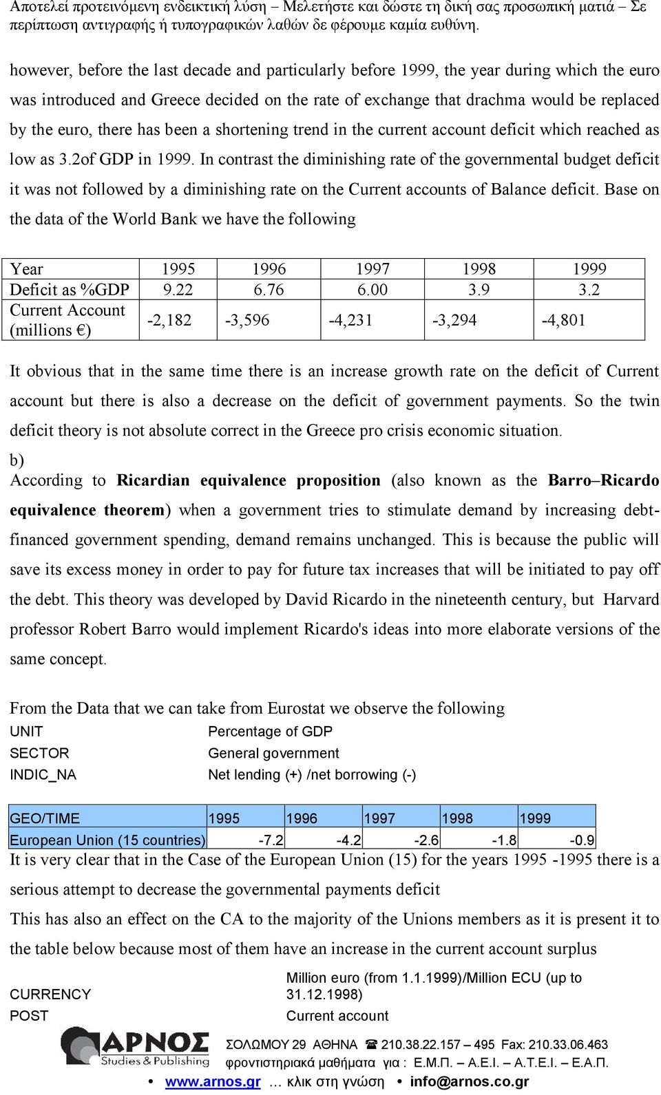 In contrst the diminishing rte of the governmentl budget deficit it ws not followed by diminishing rte on the Current ccounts of Blnce deficit.