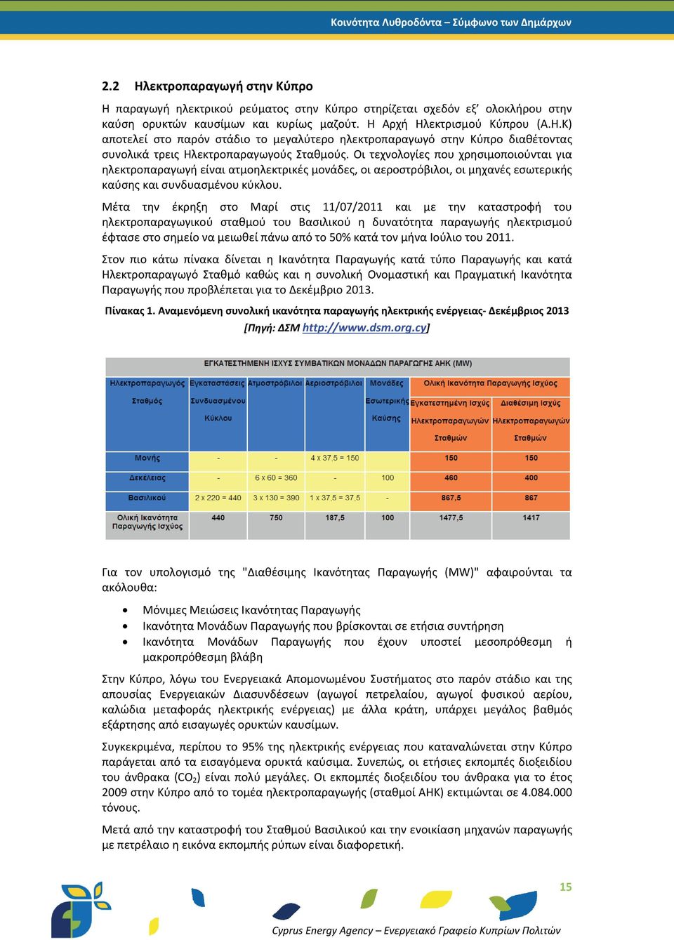 Μέτα την έκρηξη στο Μαρί στις 11/07/2011 και με την καταστροφή του ηλεκτροπαραγωγικού σταθμού του Βασιλικού η δυνατότητα παραγωγής ηλεκτρισμού έφτασε στο σημείο να μειωθεί πάνω από το 50% κατά τον