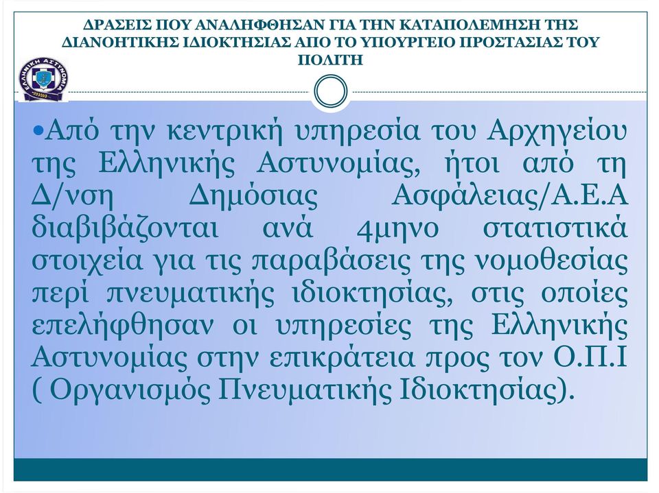 ληνικής Αστυνοµίας, ήτοι από τη /νση ηµόσιας Ασφάλειας/Α.Ε.