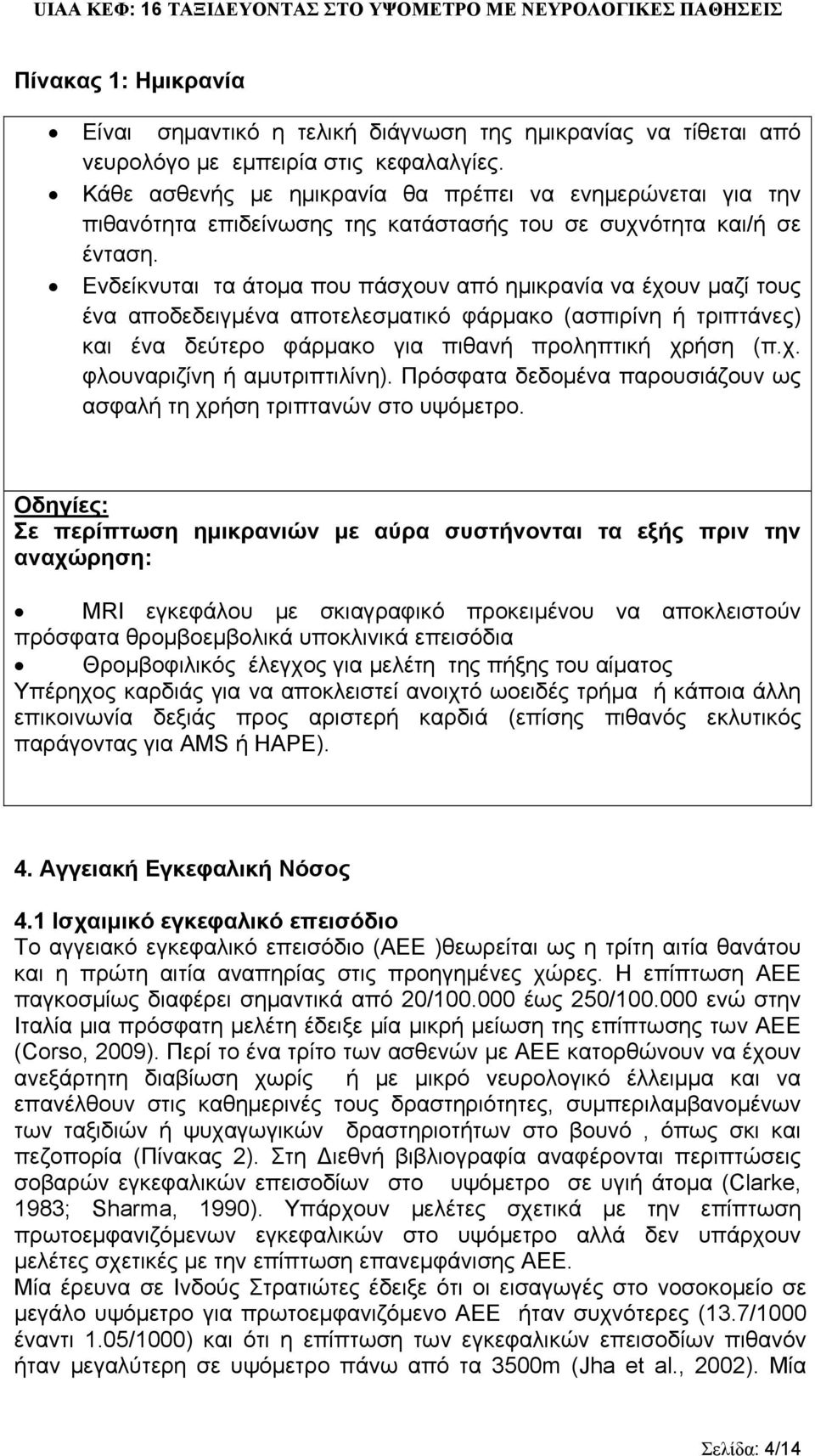 Ενδείκνυται τα άτομα που πάσχουν από ημικρανία να έχουν μαζί τους ένα αποδεδειγμένα αποτελεσματικό φάρμακο (ασπιρίνη ή τριπτάνες) και ένα δεύτερο φάρμακο για πιθανή προληπτική χρήση (π.χ. φλουναριζίνη ή αμυτριπτιλίνη).