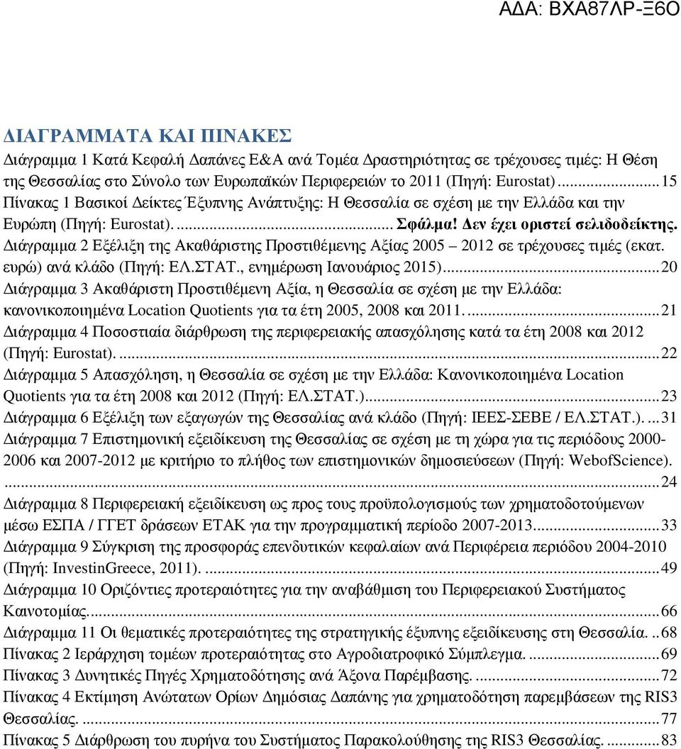 ιάγραµµα 2 Εξέλιξη της Ακαθάριστης Προστιθέµενης Αξίας 2005 2012 σε τρέχουσες τιµές (εκατ. ευρώ) ανά κλάδο (Πηγή: ΕΛ.ΣΤΑΤ., ενηµέρωση Ιανουάριος 2015).