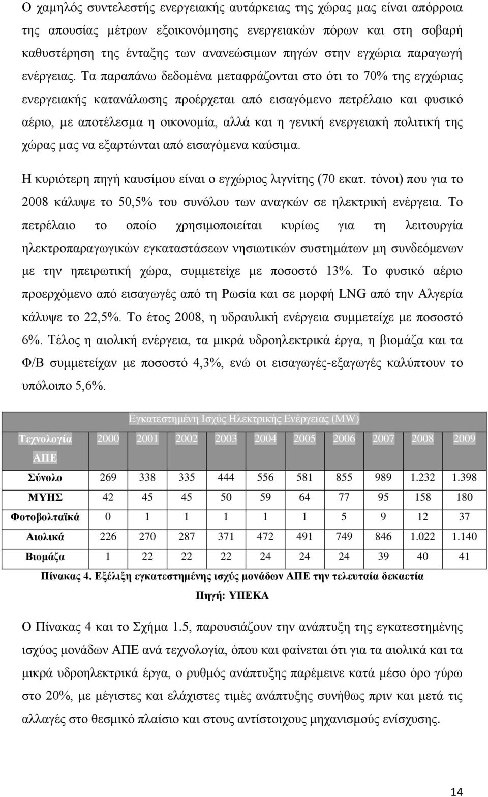 Τα παραπάνω δεδοµένα µεταφράζονται στο ότι το 70% της εγχώριας ενεργειακής κατανάλωσης προέρχεται από εισαγόµενο πετρέλαιο και φυσικό αέριο, µε αποτέλεσµα η οικονοµία, αλλά και η γενική ενεργειακή