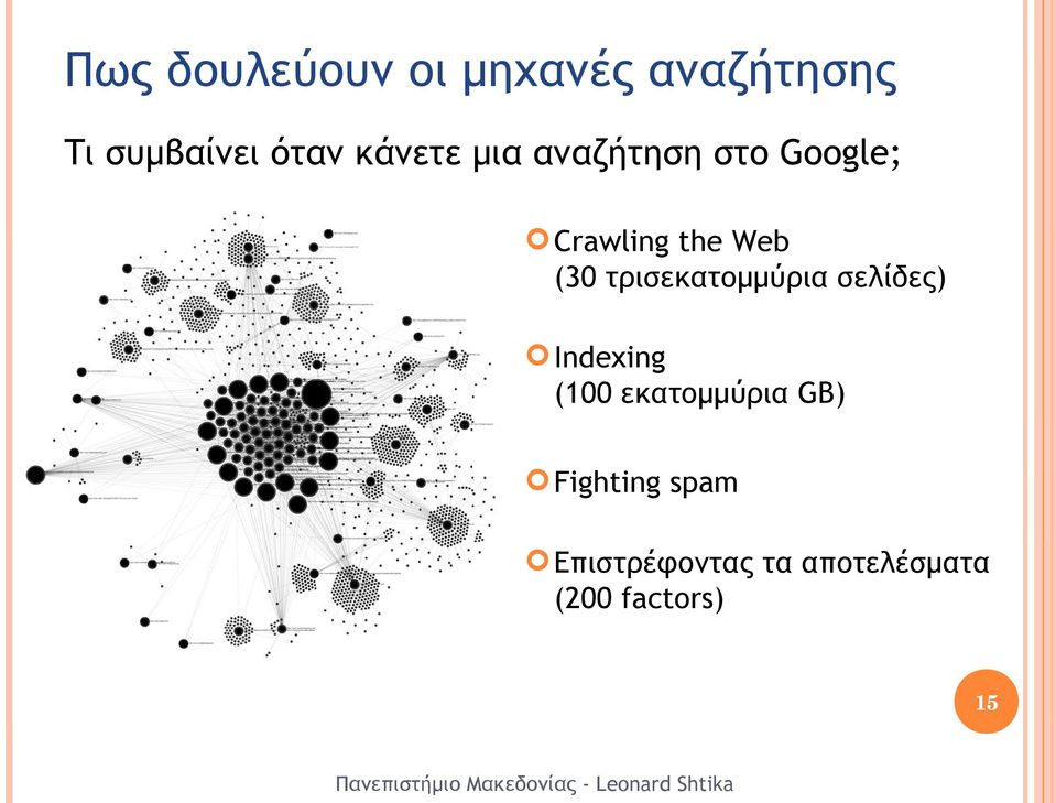 τρισεκατομμύρια σελίδες) Indexing (100 εκατομμύρια GB)