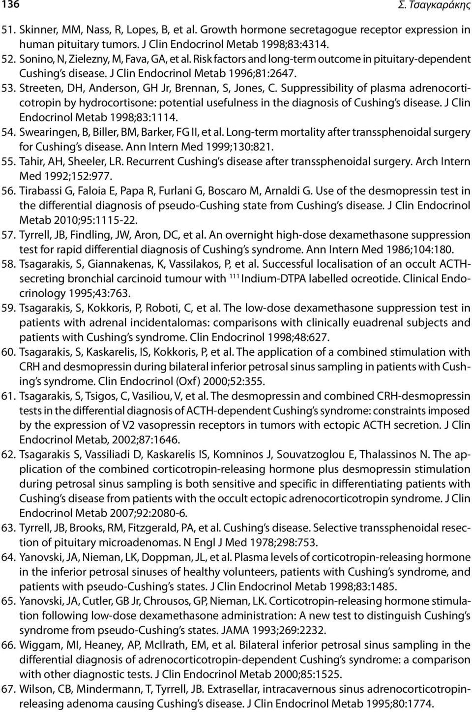 Streeten, DH, Anderson, GH Jr, Brennan, S, Jones, C. Suppressibility of plasma adrenocorticotropin by hydrocortisone: potential usefulness in the diagnosis of Cushing s disease.