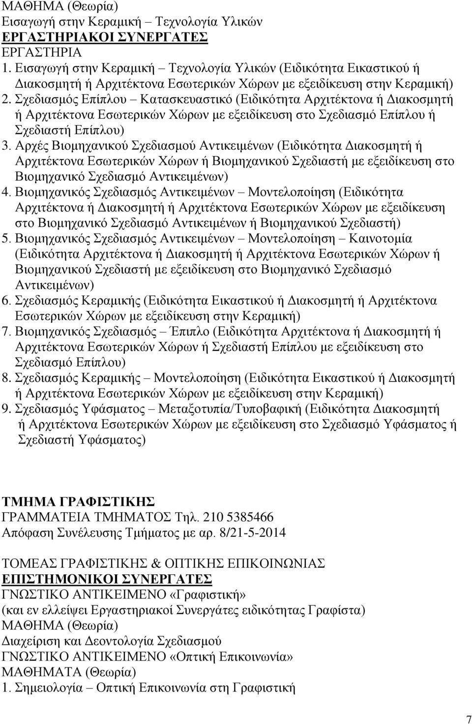 Αρχές Βιομηχανικού Σχεδιασμού Αντικειμένων (Ειδικότητα Διακοσμητή ή Αρχιτέκτονα Εσωτερικών Χώρων ή Βιομηχανικού Σχεδιαστή με εξειδίκευση στο Βιομηχανικό Σχεδιασμό Αντικειμένων) 4.