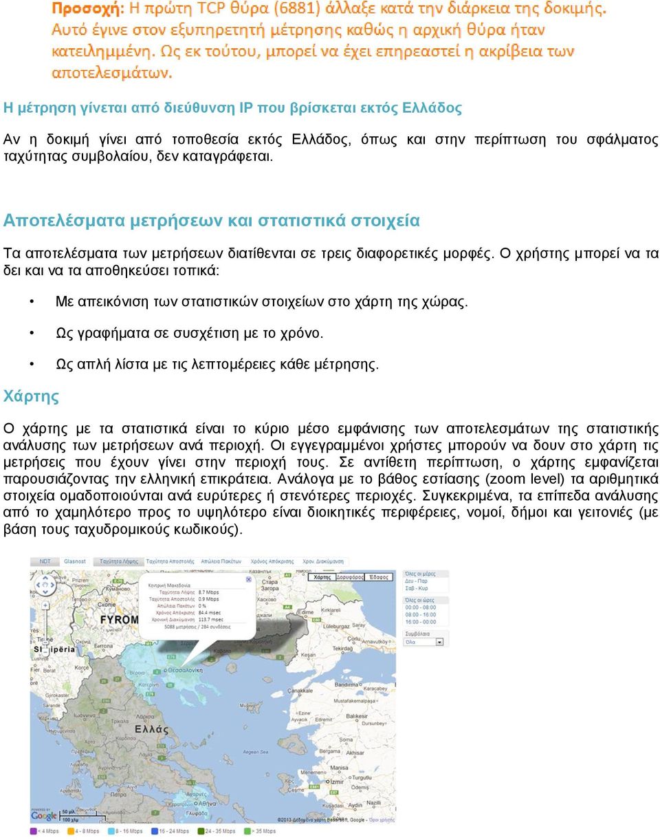 Ο χρήστης μπορεί να τα δει και να τα αποθηκεύσει τοπικά: Με απεικόνιση των στατιστικών στοιχείων στο χάρτη της χώρας. Ως γραφήματα σε συσχέτιση με το χρόνο.