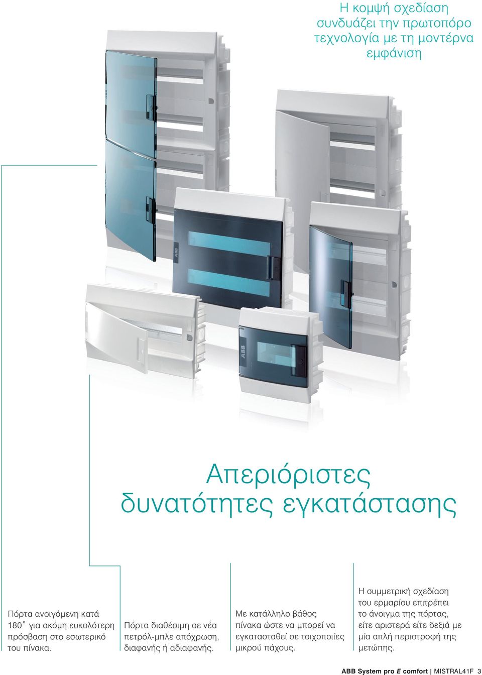 Πόρτα διαθέσιμη σε νέα πετρόλ-μπλε απόχρωση, διαφανής ή αδιαφανής.