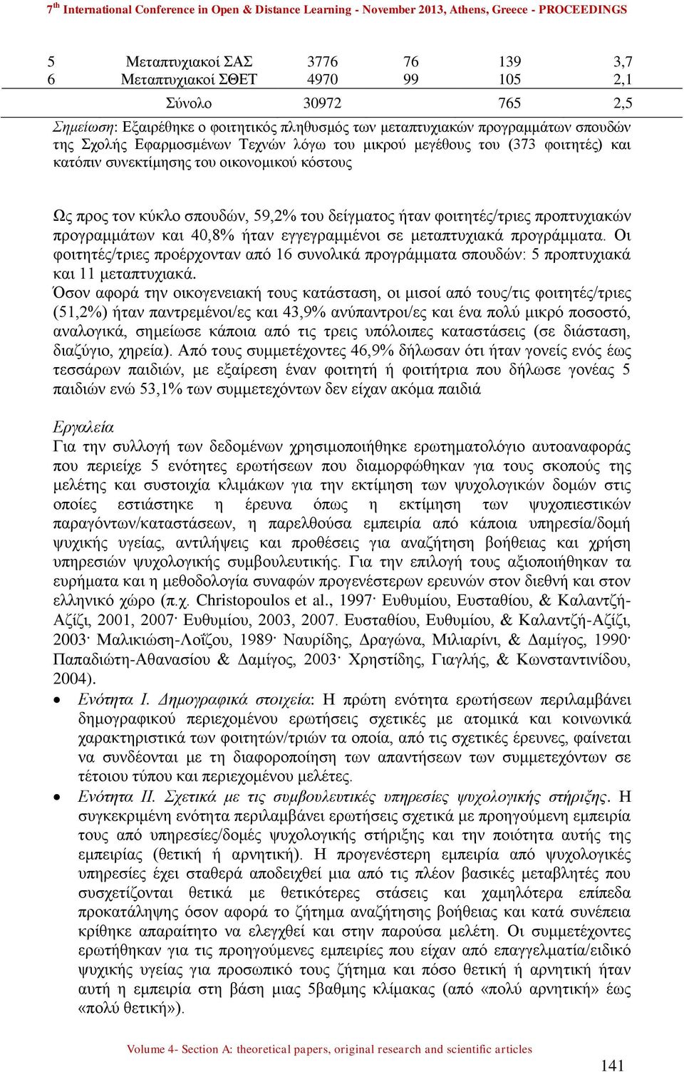 προγραμμάτων και 40,8% ήταν εγγεγραμμένοι σε μεταπτυχιακά προγράμματα. Οι φοιτητές/τριες προέρχονταν από 16 συνολικά προγράμματα σπουδών: 5 προπτυχιακά και 11 μεταπτυχιακά.